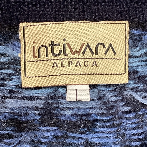 Intiwara Alpaca Button Cardigan Blue Black - Picture 8 of 11